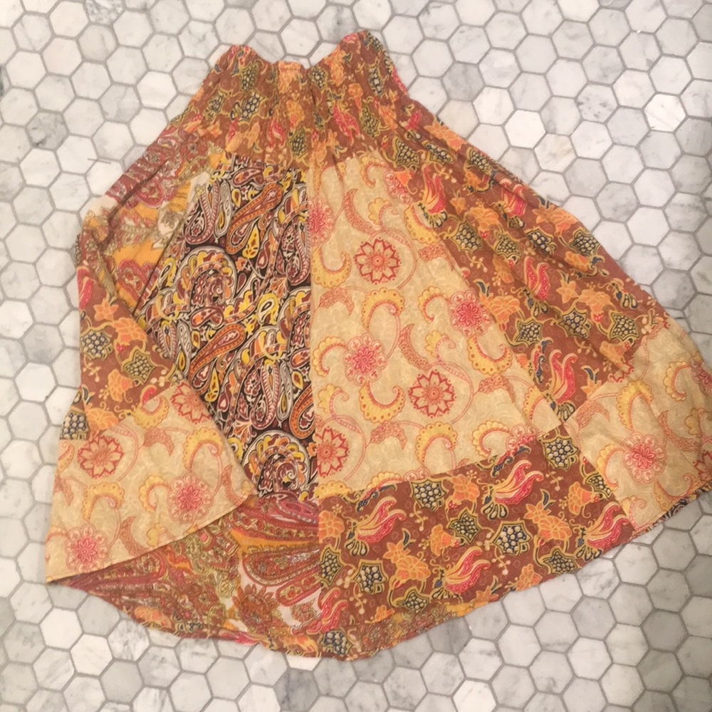 Long boho prana skirt pattern yellow print
